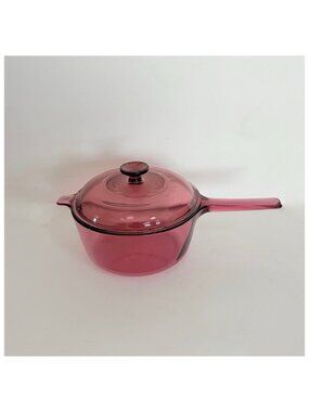 Vintage VISIONS Corning Corelle Cranberry Saucepan Lid 2.5 L Lidded Glass